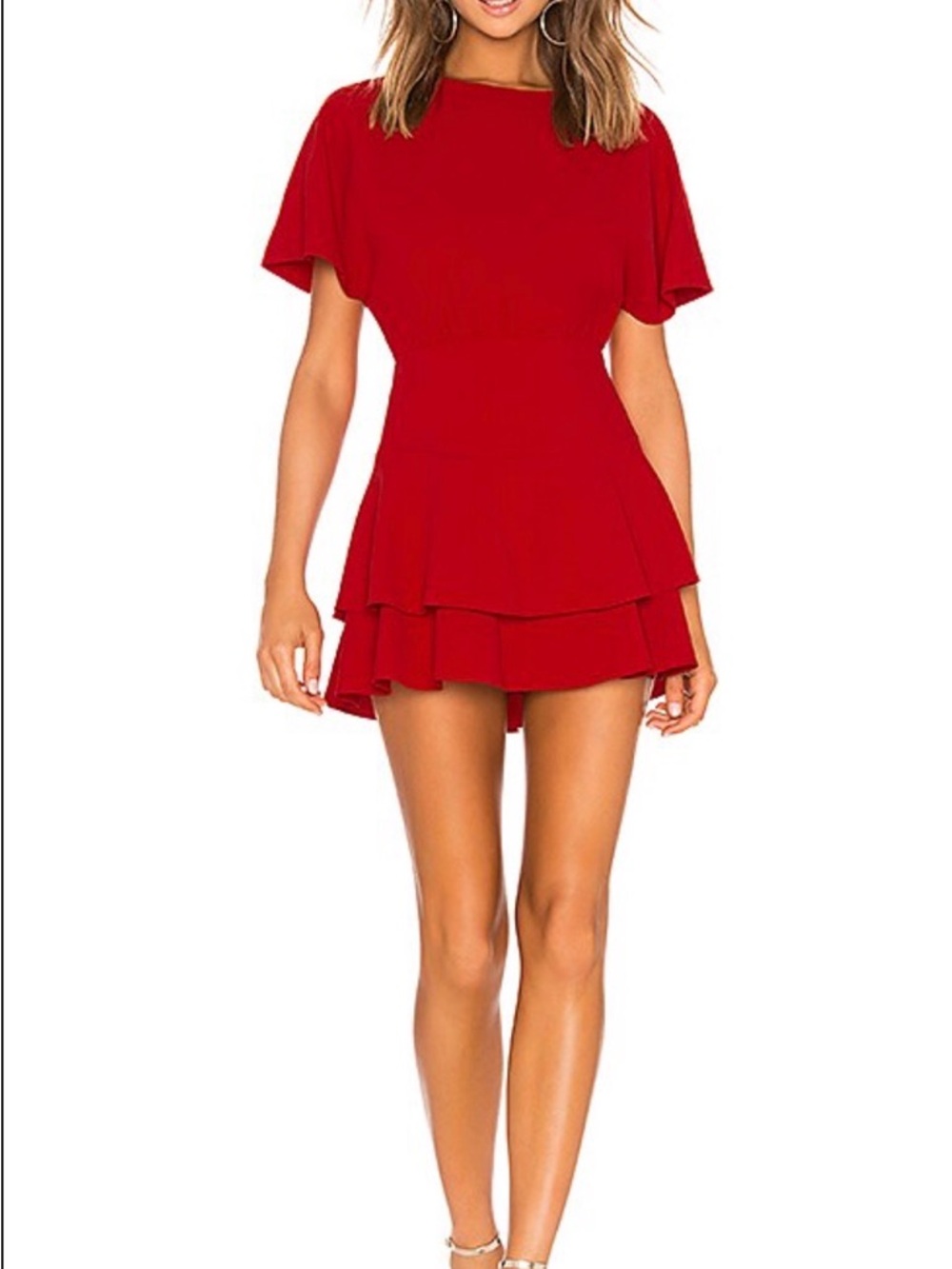 Alice + Olivia Red Tiered Mini Dress
